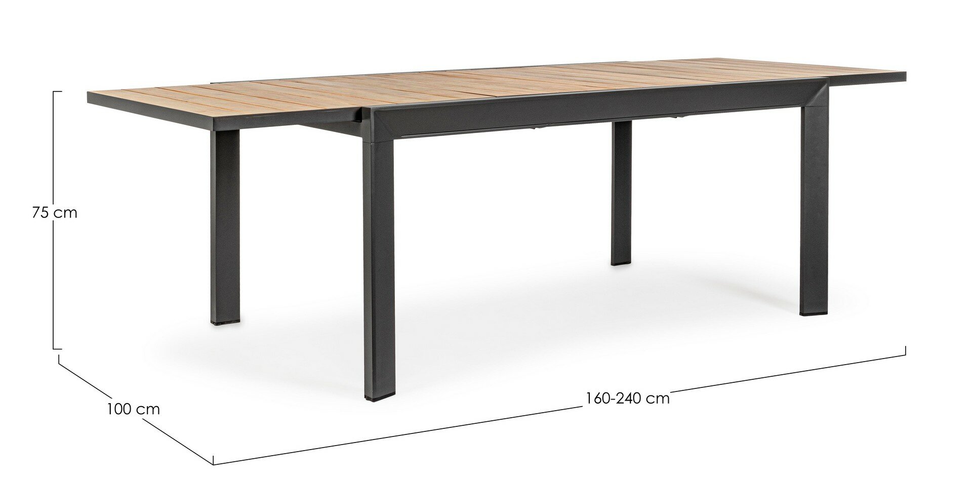 Extendable dining table BELMAR, anthracite, 160-240