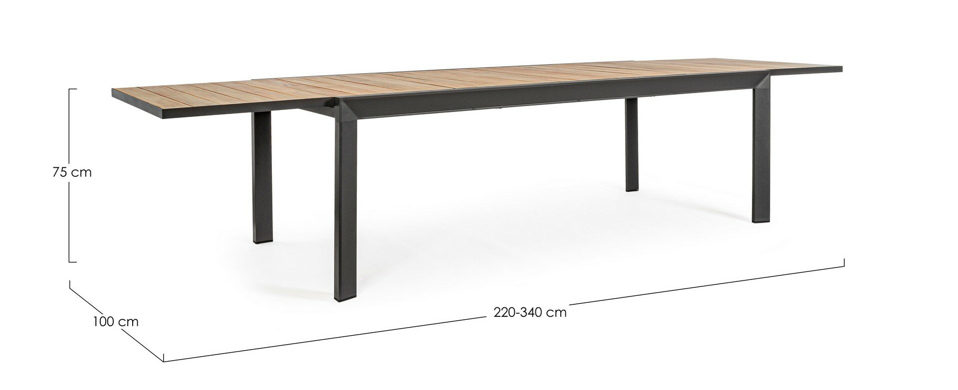 Išskleidžiamas stalas BELMAR, antracitas, 220-340 cm