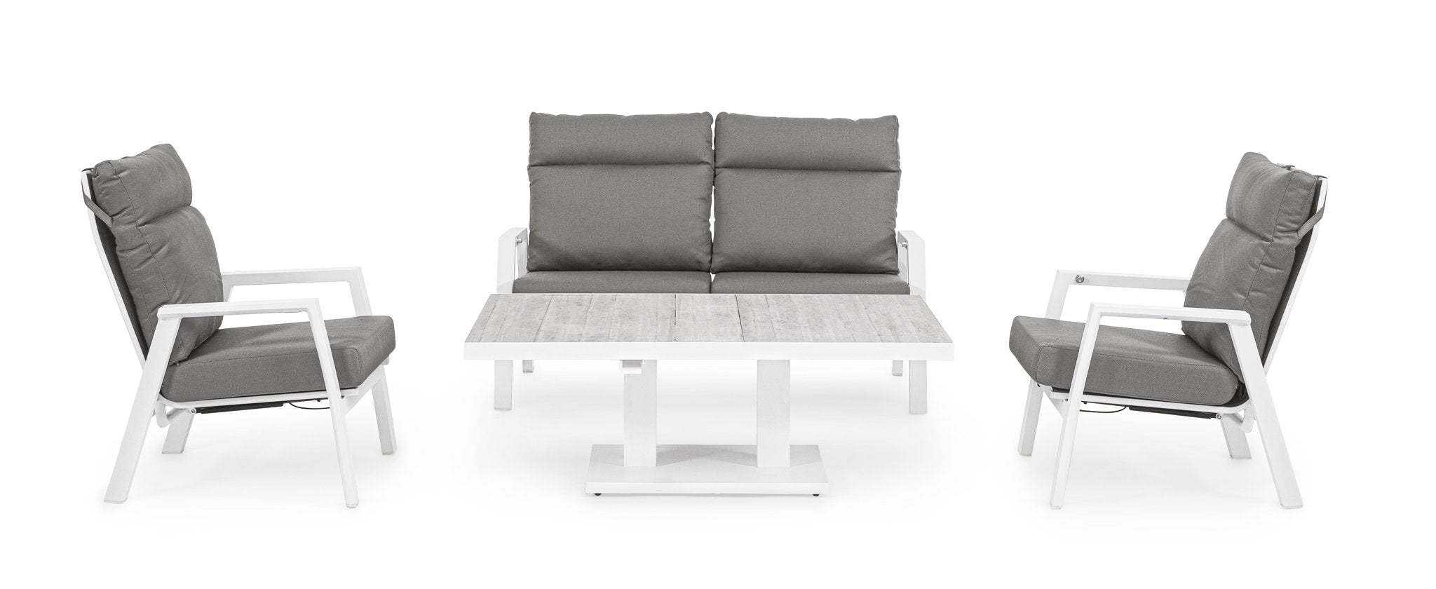 Valgomojo stalas TRUMAN, baltas, 140x85x49/72 cm