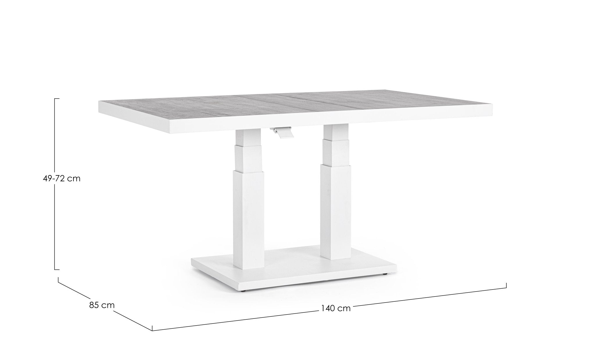 Valgomojo stalas TRUMAN, baltas, 140x85x49/72 cm