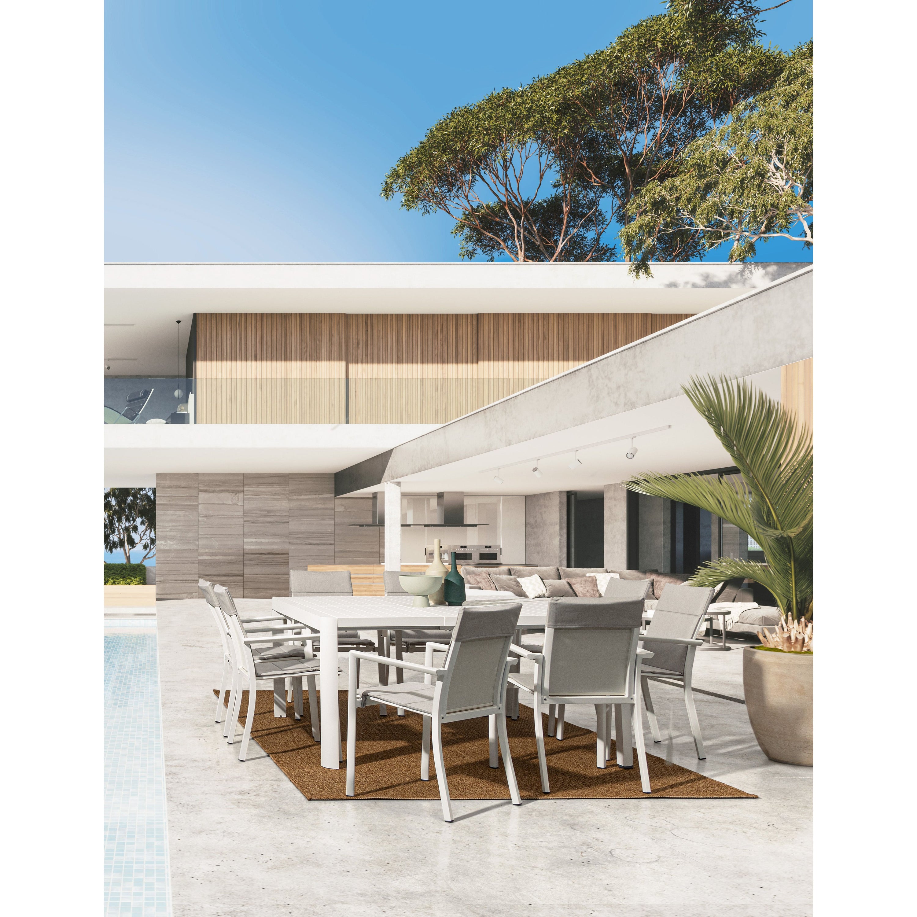 KIPLIN extendable outdoor dining table, 149-97x149cm, white