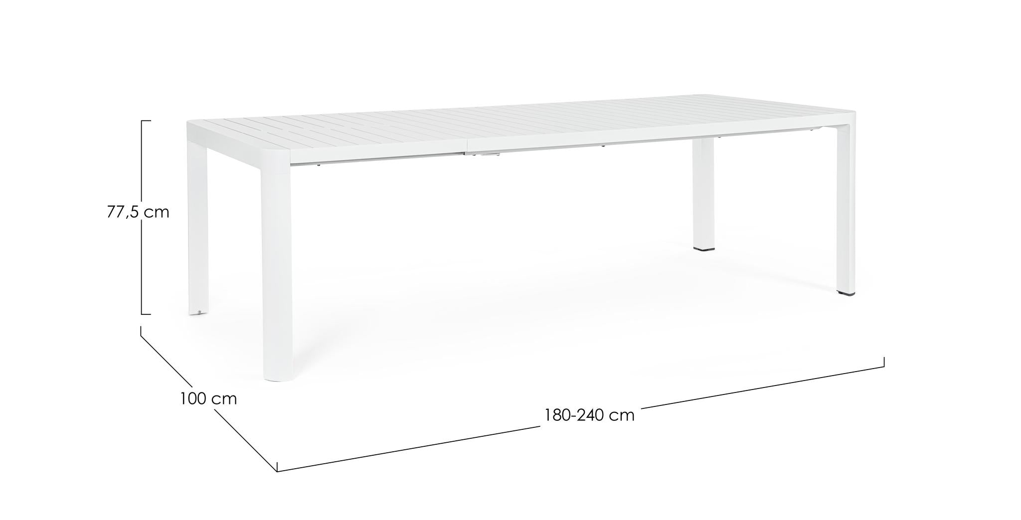 Išskleidžiamas stalas KIPLIN, baltas, 180–240x100 cm
