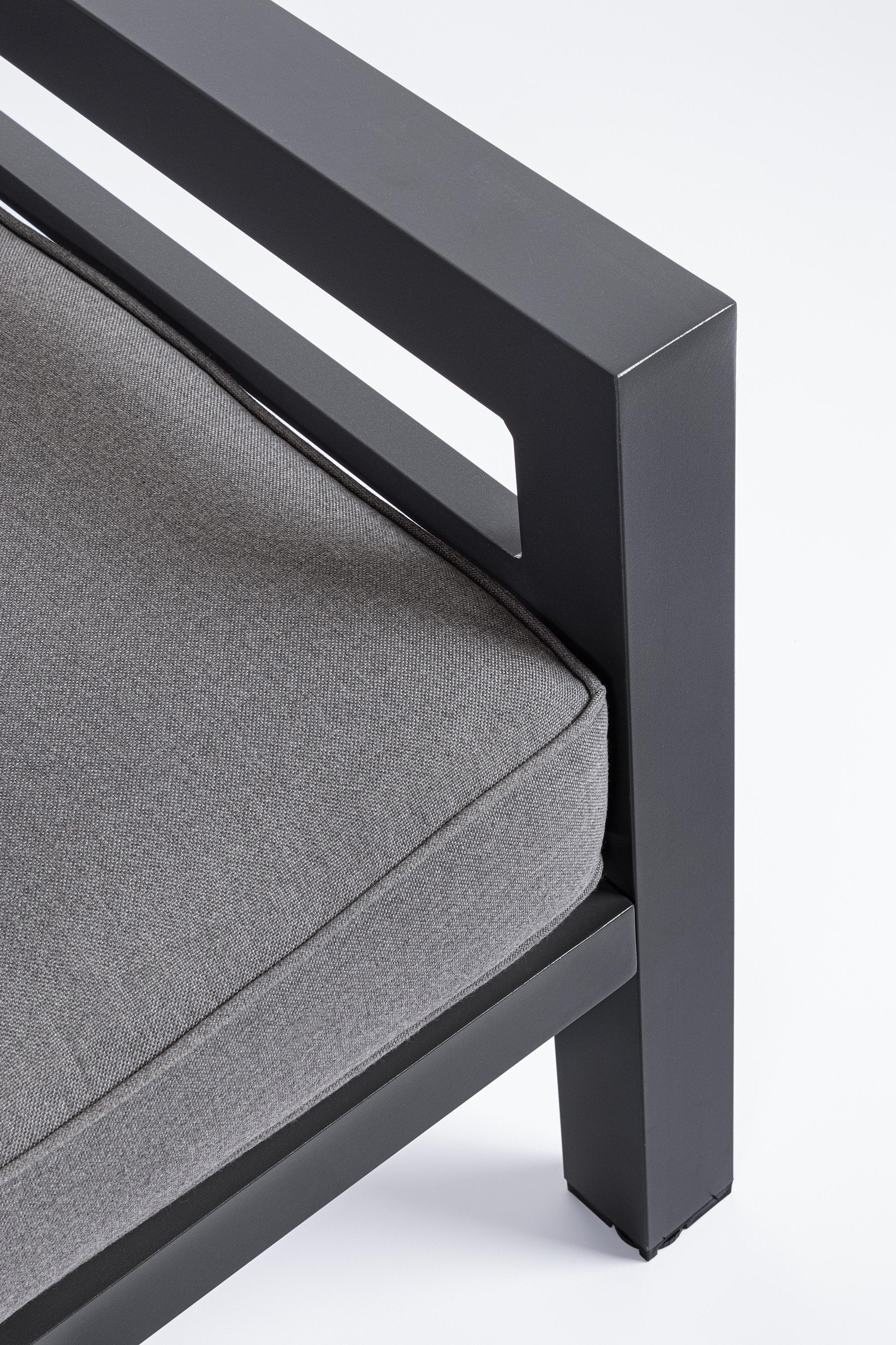 Lauko baldų kampinis komplektas HENDRIX CHARCOAL, su židiniu