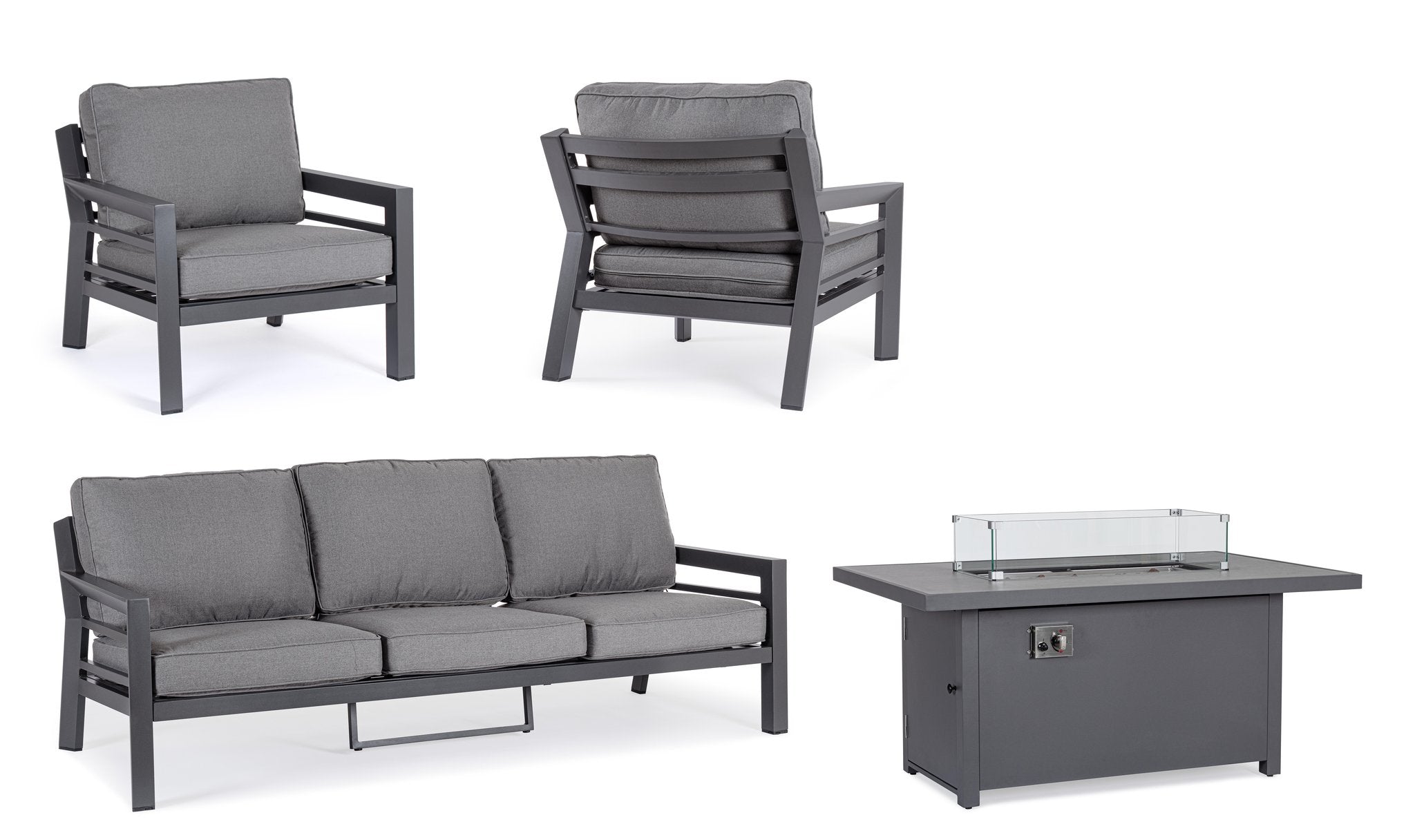 Lauko baldų komplektas HENDRIX CHARCOAL, 4 dalių