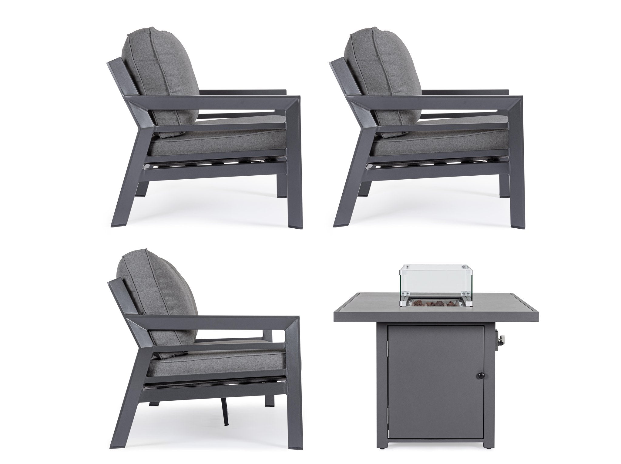 Lauko baldų komplektas HENDRIX CHARCOAL, 4 dalių