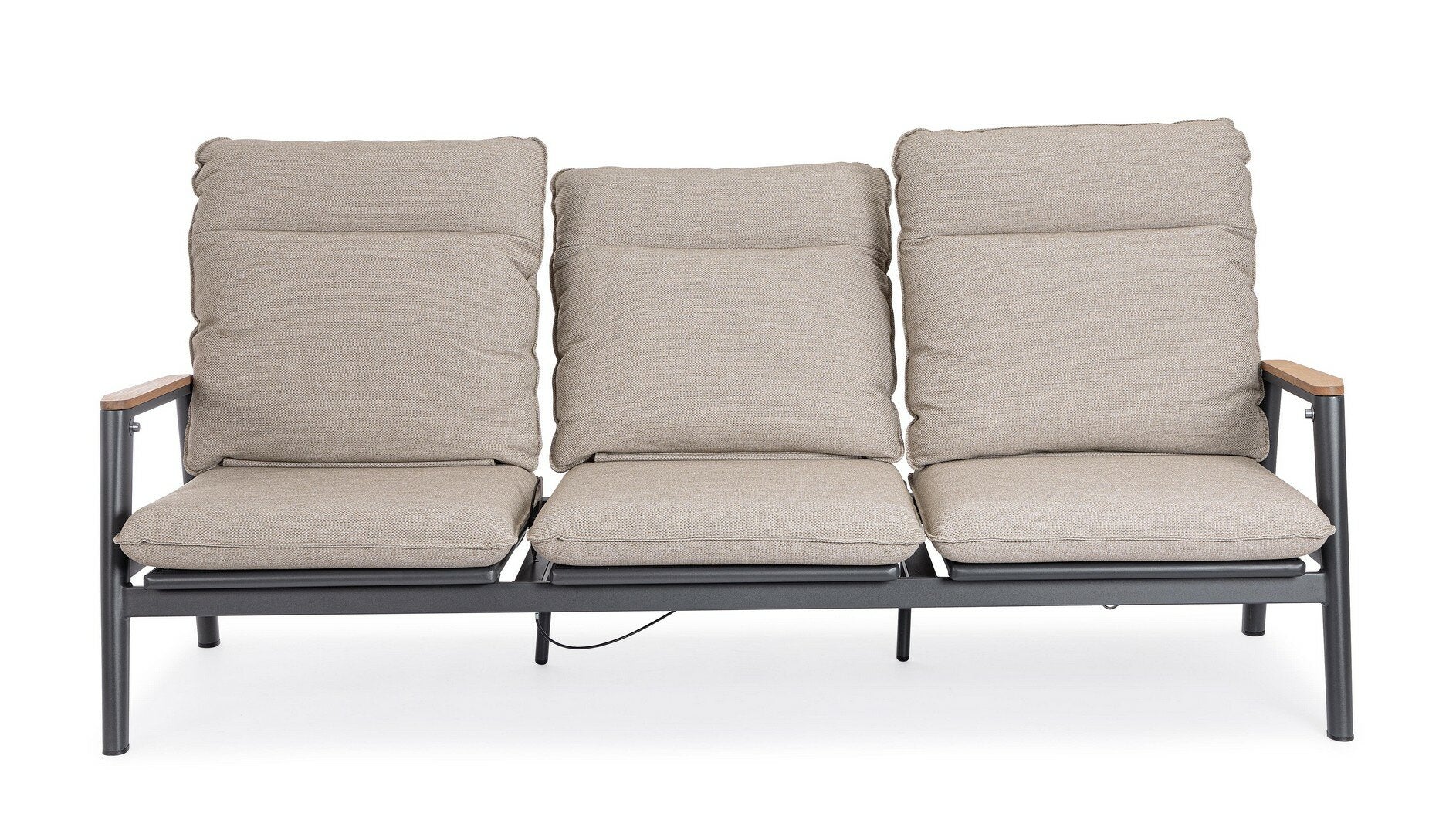Sofa MIGUEL, anthracite, teak/rope