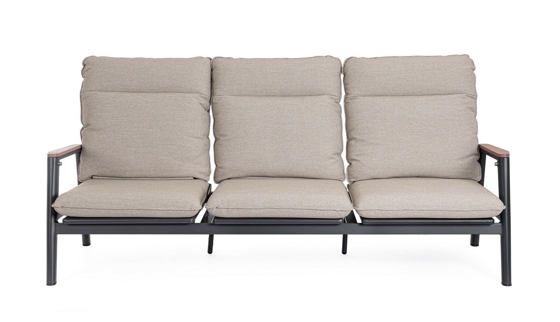 Sofa MIGUEL, anthracite, teak/rope