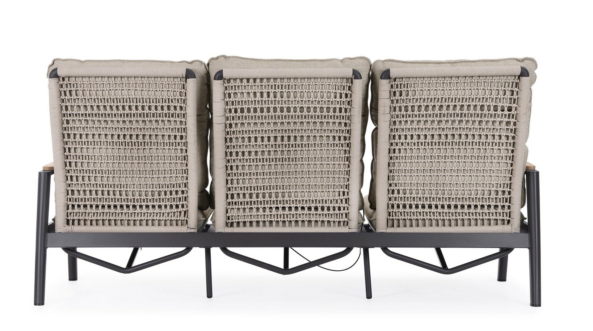 Sofa MIGUEL, anthracite, teak/rope
