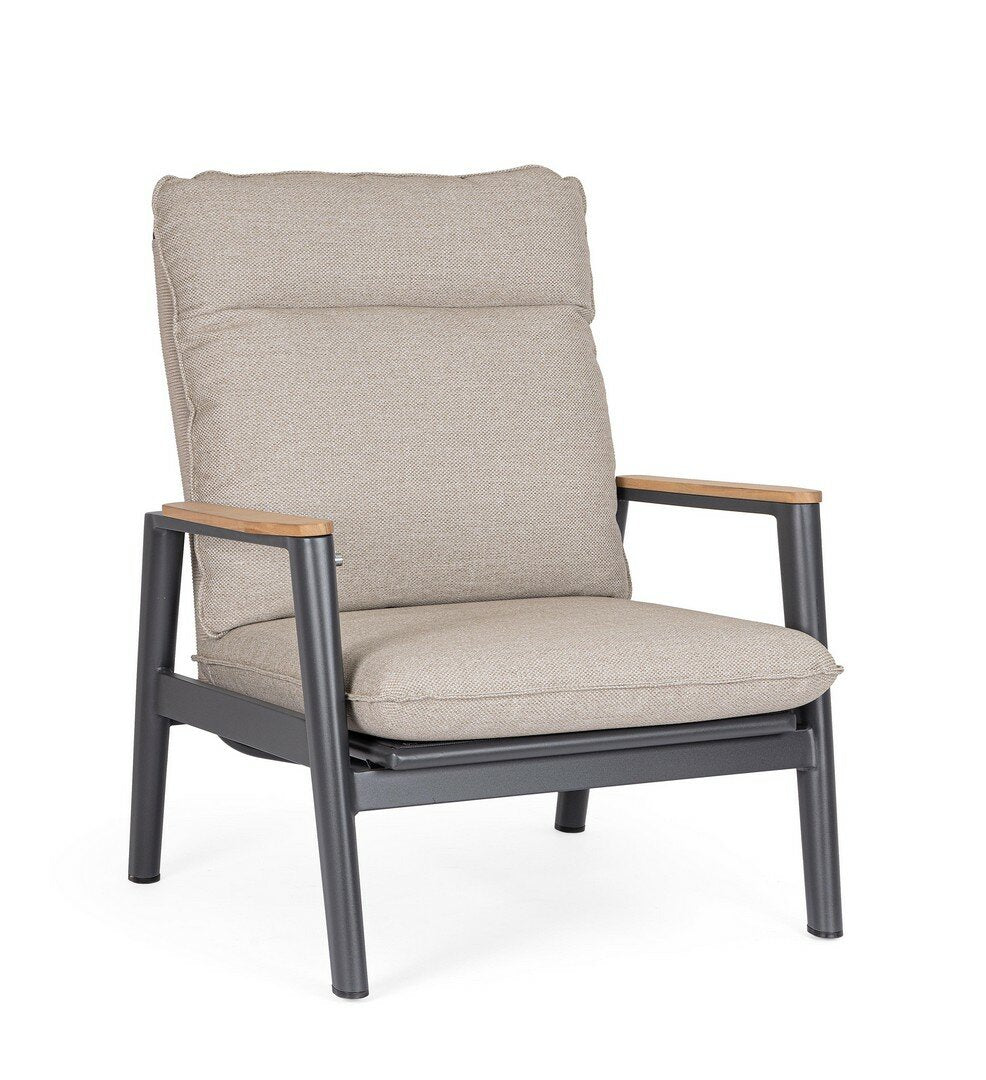 Adjustable armchair MIGUEL, anthracite, teak