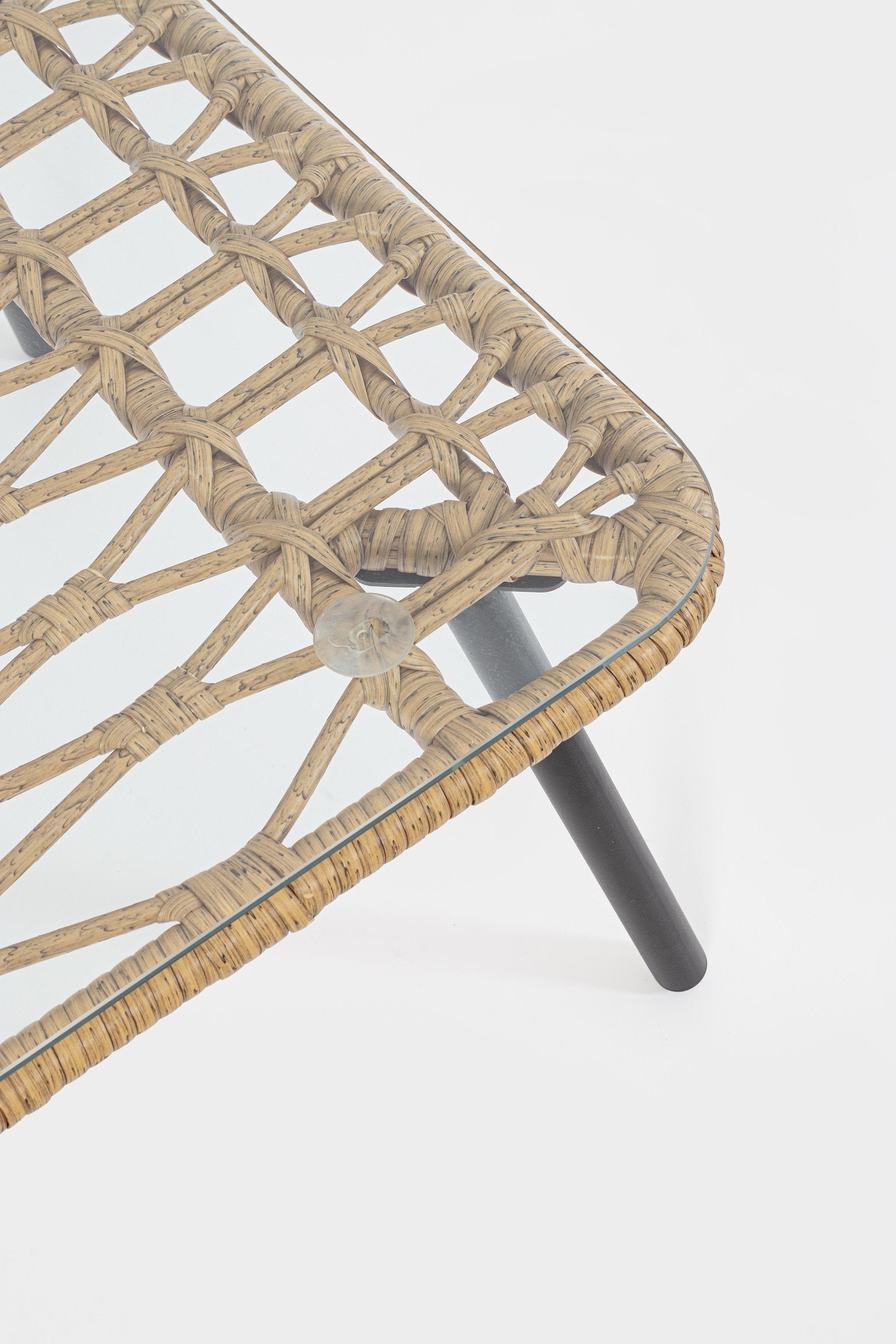 Lauko kampinis baldų komplektas BURREL NATURAL, su staliuku