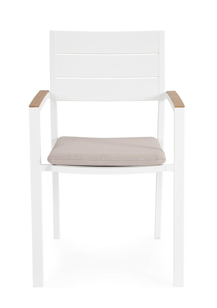 Garden chair ZELMAR, white, wood effect