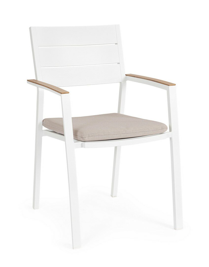 Garden chair ZELMAR, white, wood effect