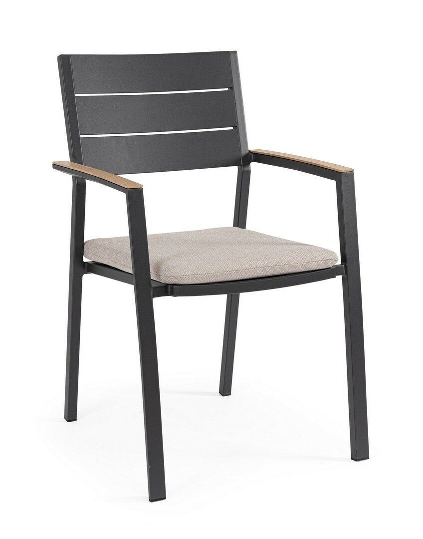 Garden chair ZELMAR, anthracite, wood effect