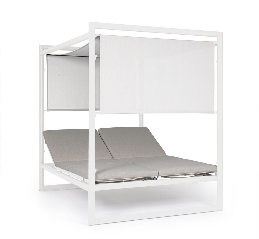 Sunbed KONNOR, white, textilene/canopy