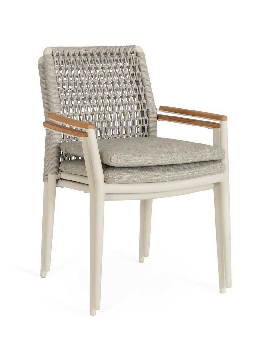 Garden chair MADDOX, pelican, rope/teak