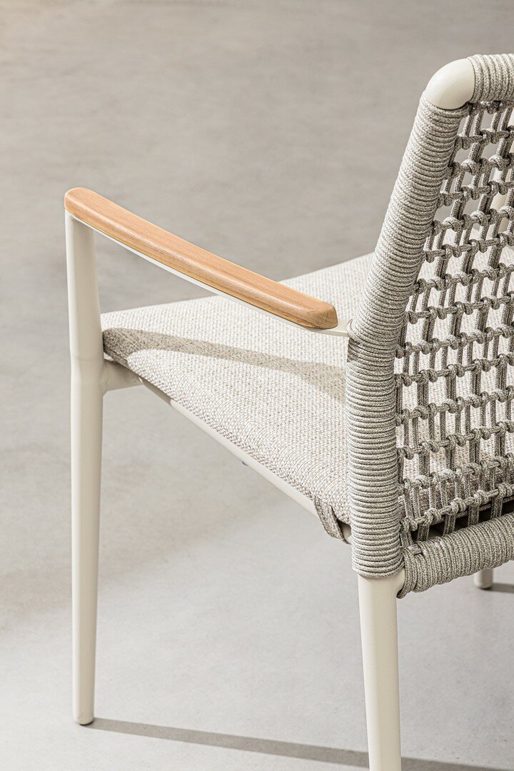 Garden chair MADDOX, pelican, rope/teak