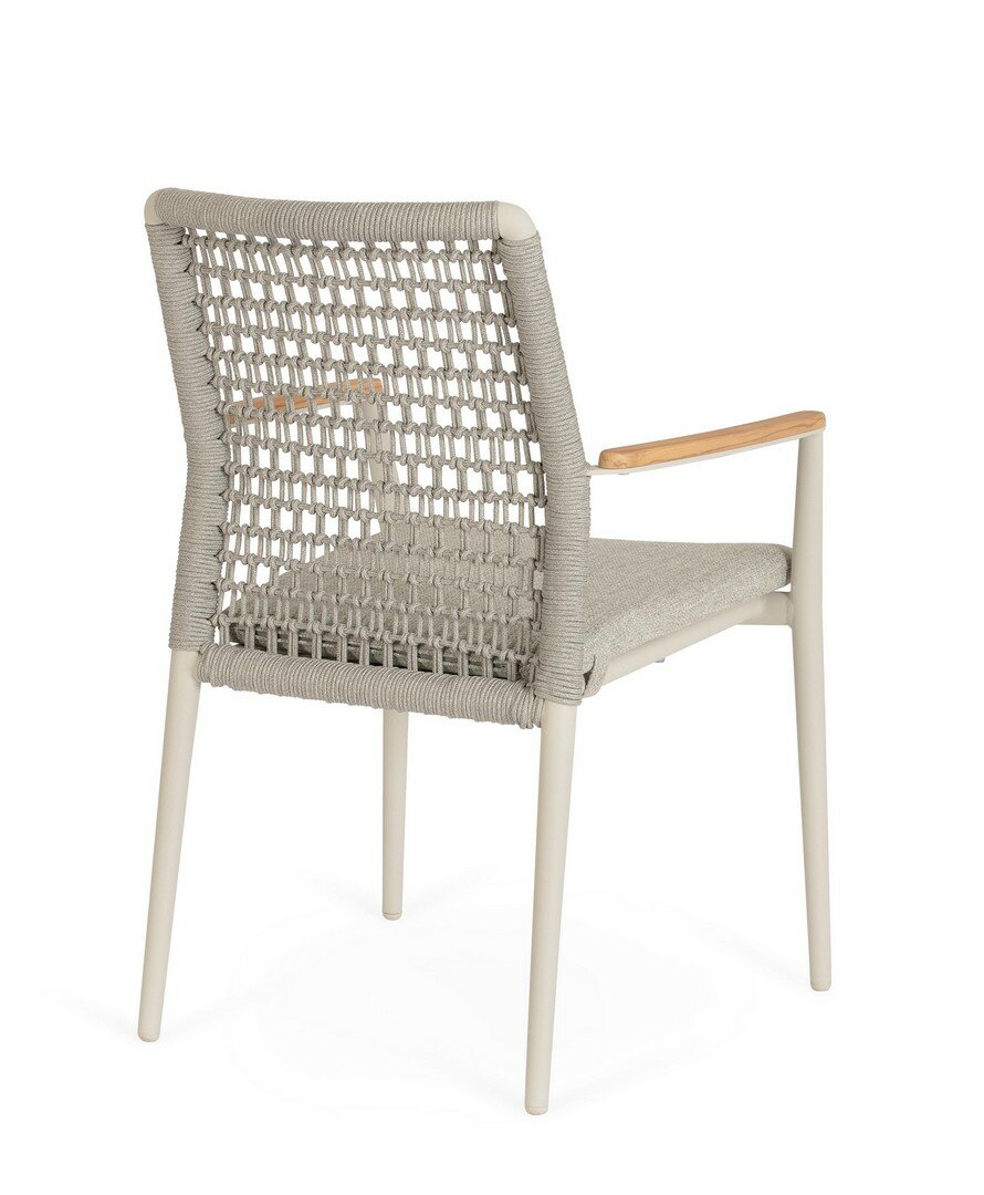 Garden chair MADDOX, pelican, rope/teak