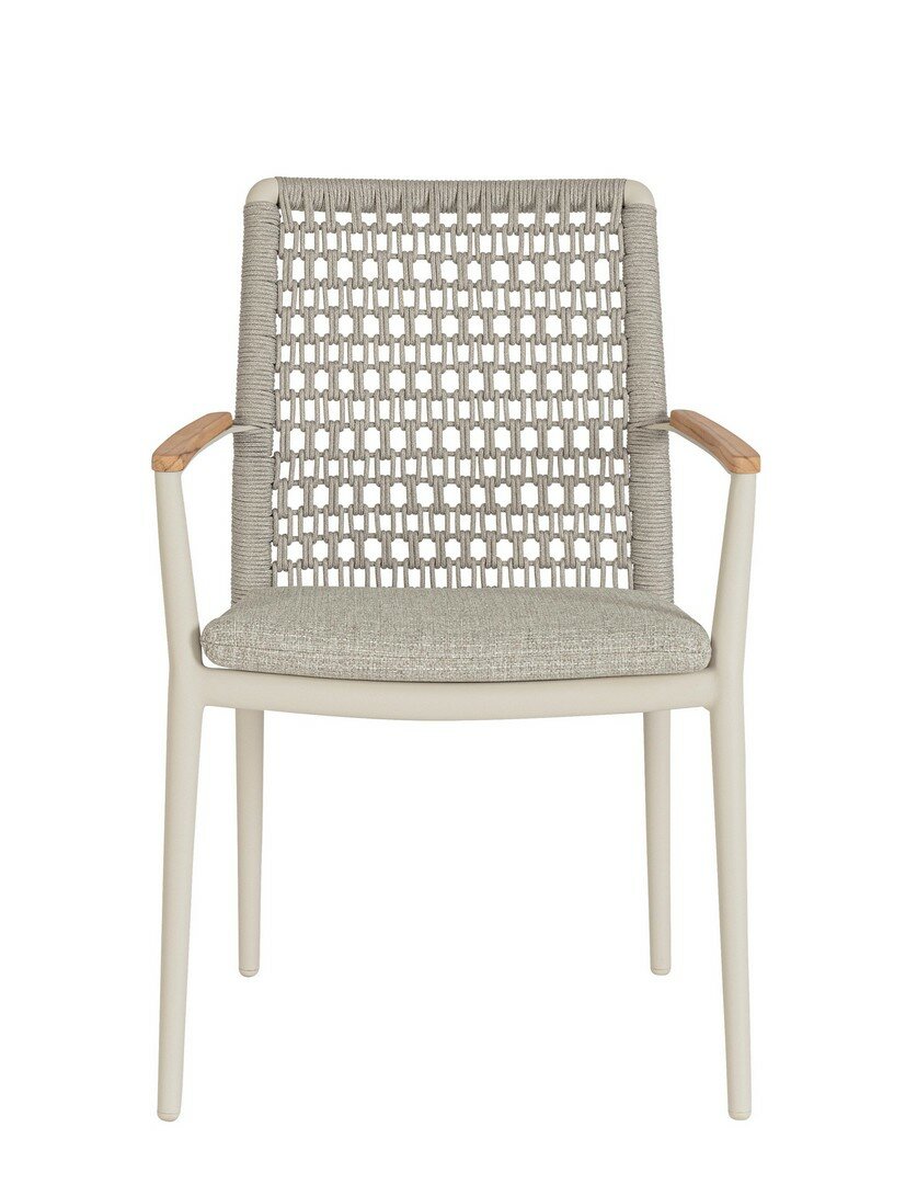 Garden chair MADDOX, pelican, rope/teak