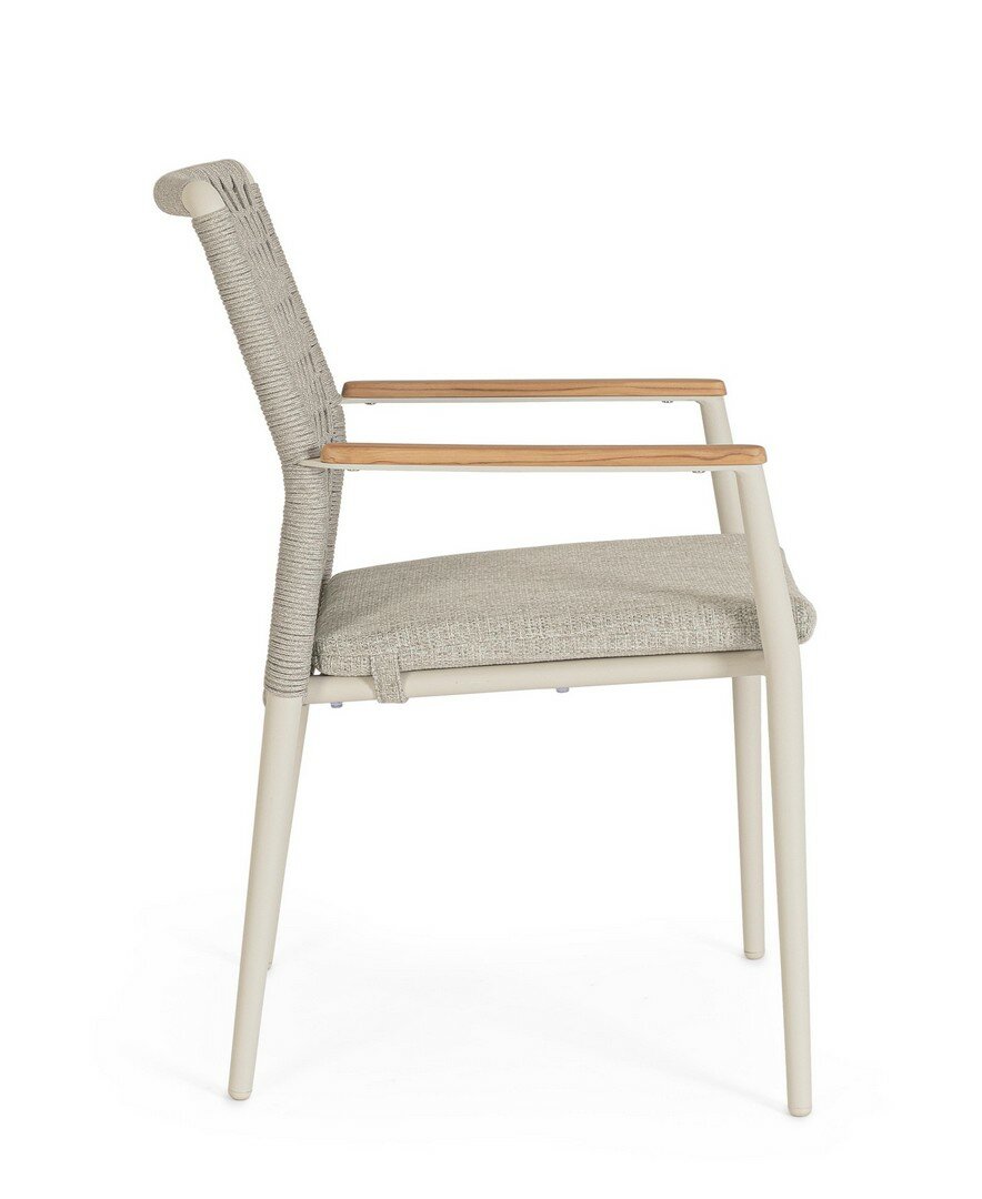 Garden chair MADDOX, pelican, rope/teak
