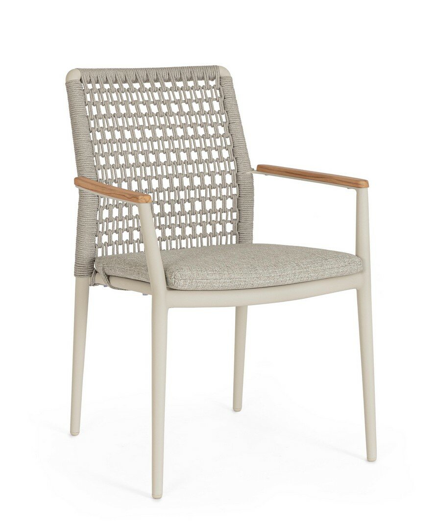 Garden chair MADDOX, pelican, rope/teak