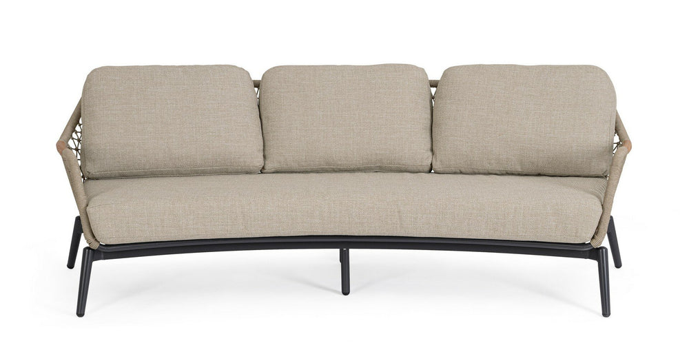 Sofa EULERO, anthracite, teak/rope