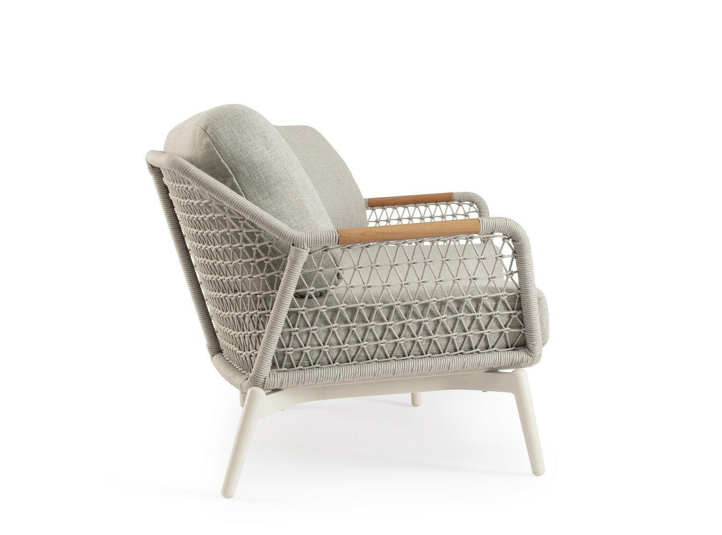 Sofa EULERO, pelican, teak/rope