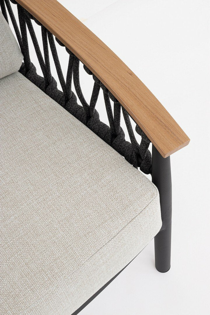 Outdoor armchair FENIX, anthracite, rope