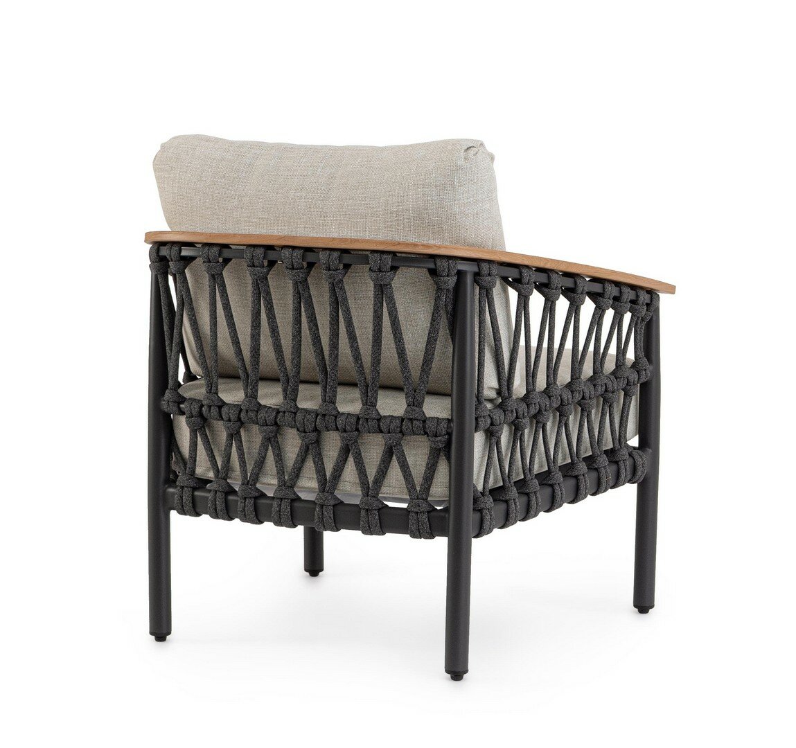 Outdoor armchair FENIX, anthracite, rope