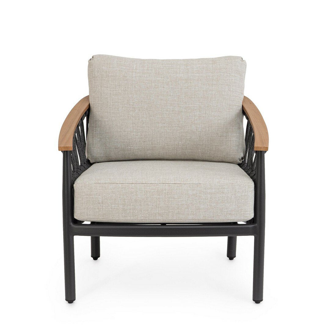 Outdoor armchair FENIX, anthracite, rope