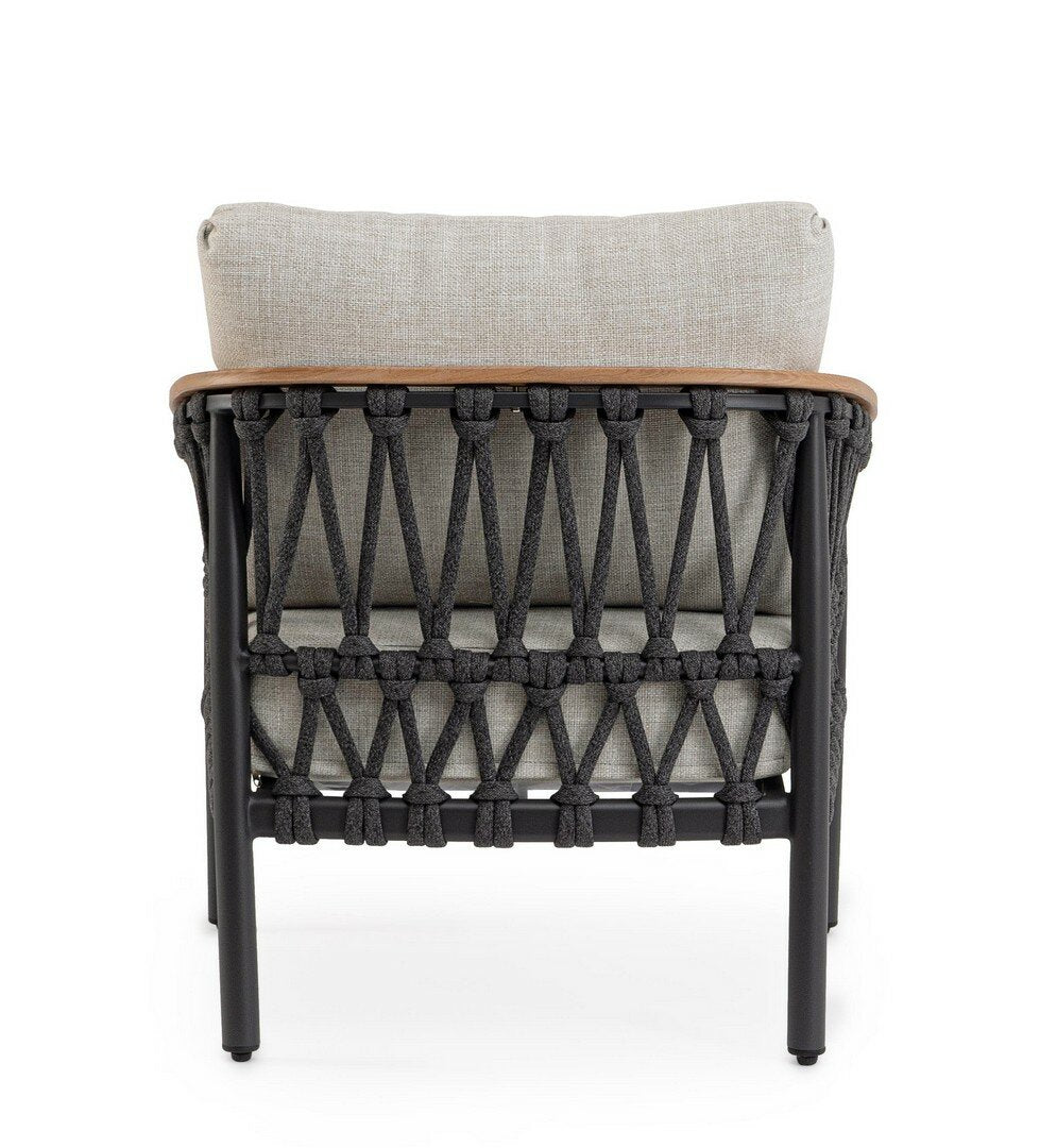 Outdoor armchair FENIX, anthracite, rope
