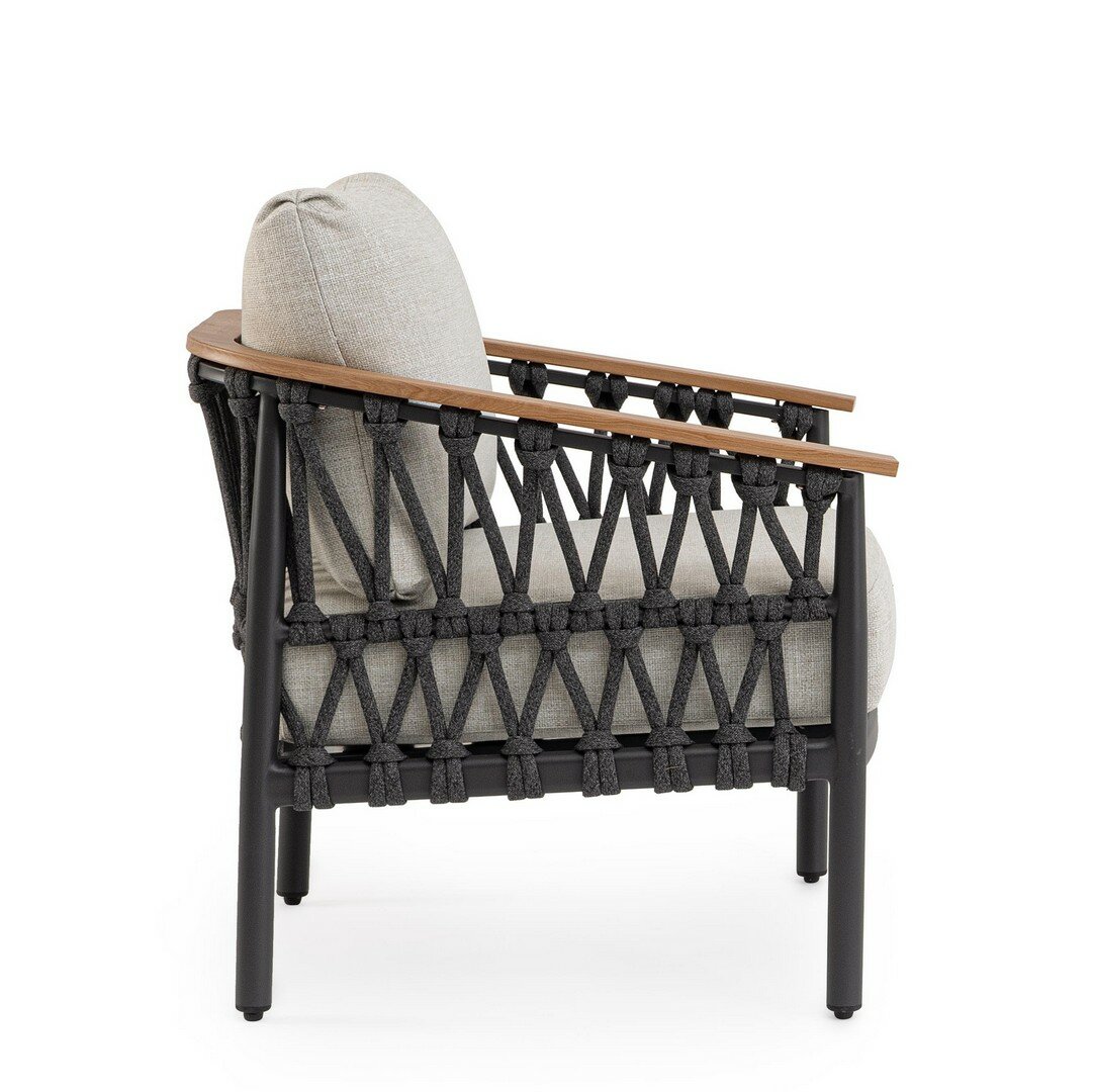 Outdoor armchair FENIX, anthracite, rope