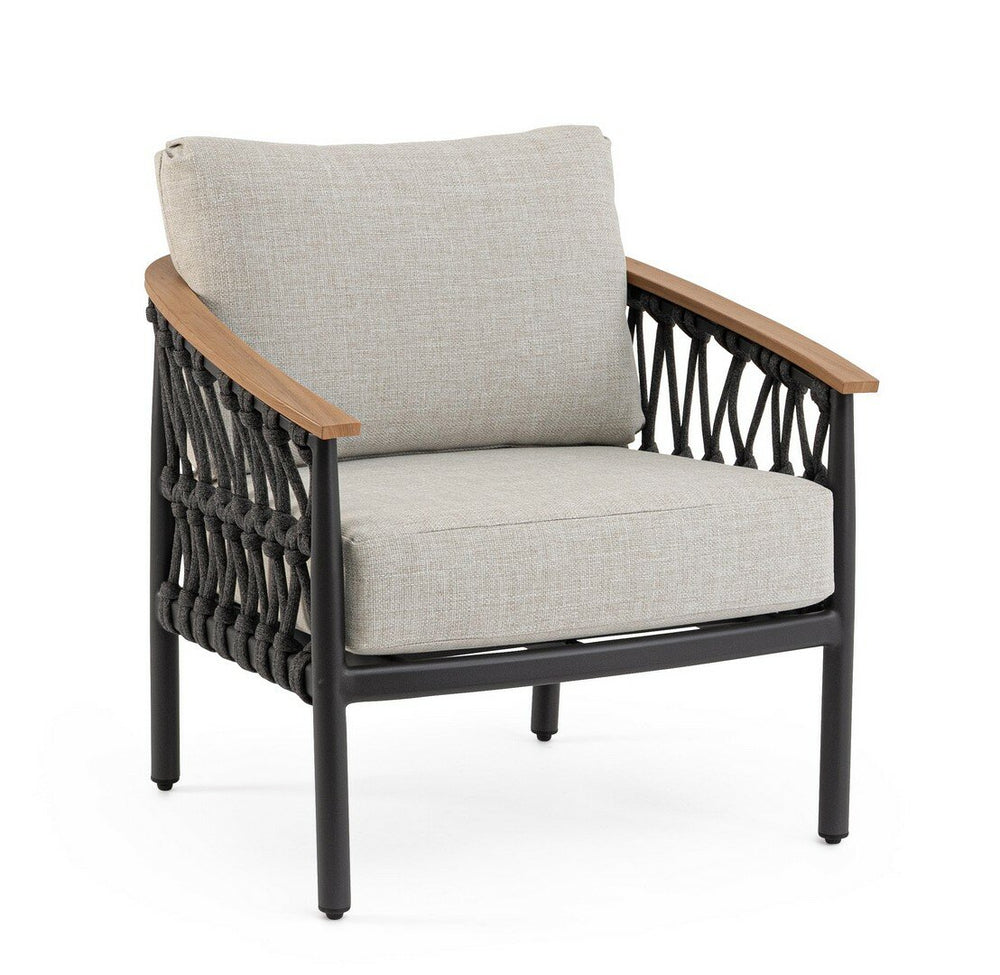Outdoor armchair FENIX, anthracite, rope