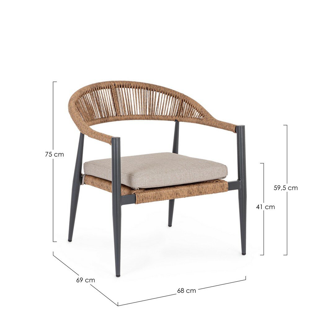 JANDIA garden armchair, anthracite/natural