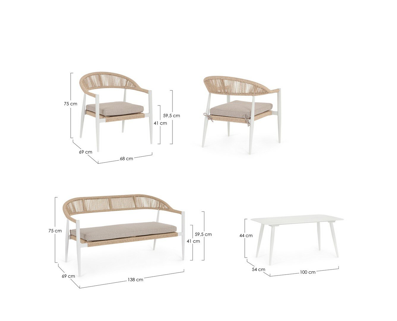 Garden furniture set JANDIA, white/sand