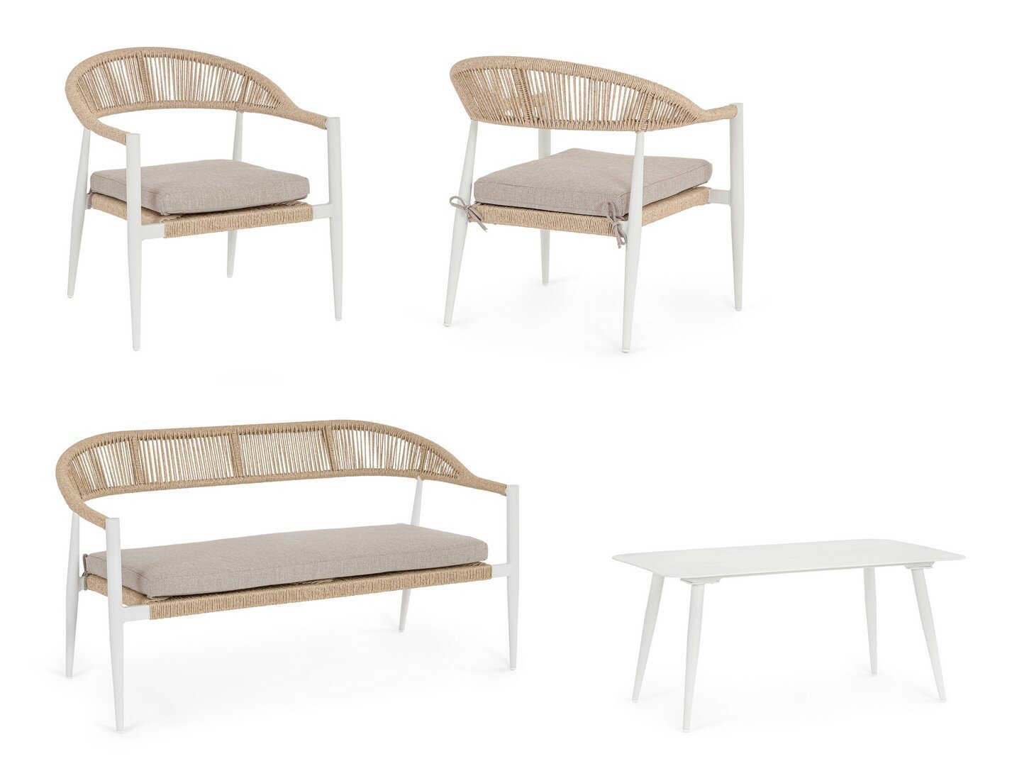 Garden furniture set JANDIA, white/sand