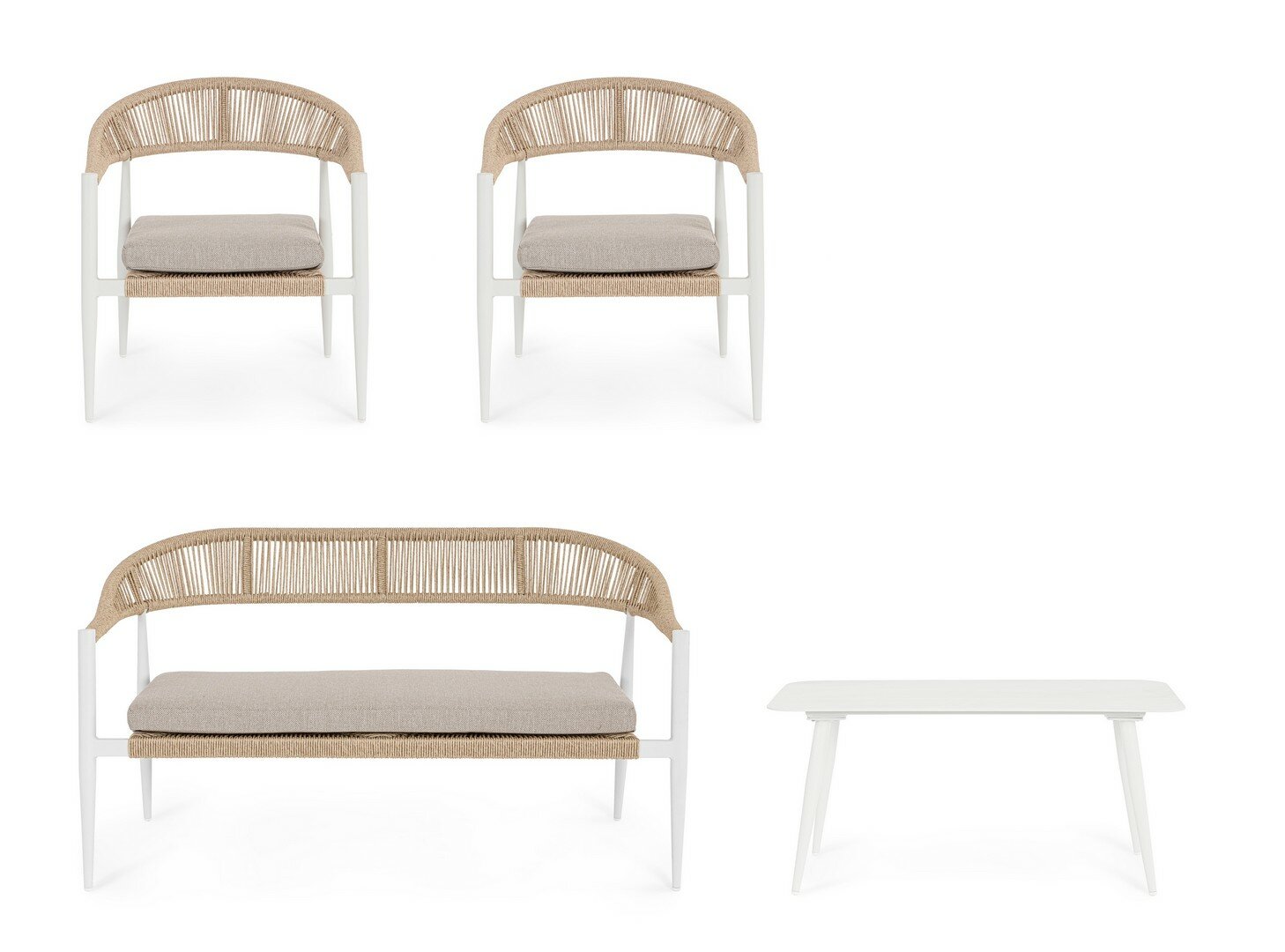 Garden furniture set JANDIA, white/sand