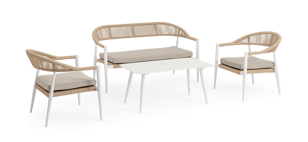 Garden furniture set JANDIA, white/sand