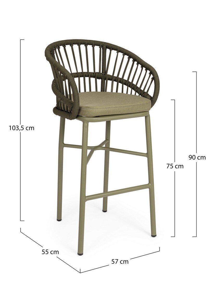 Garden stool ODIVELAS, green, rope