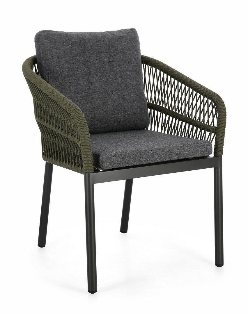 Garden chair GALDANA, anthracite/green, rope