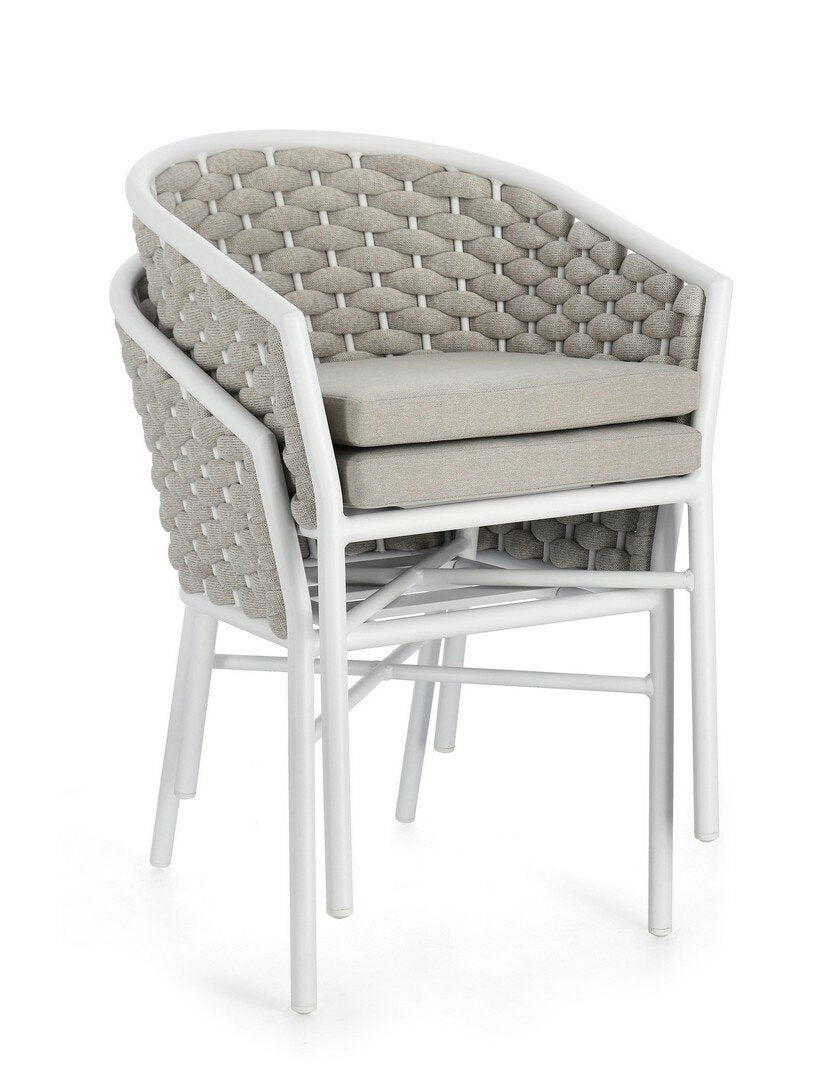 Garden chair MARGALIDA, white, rope