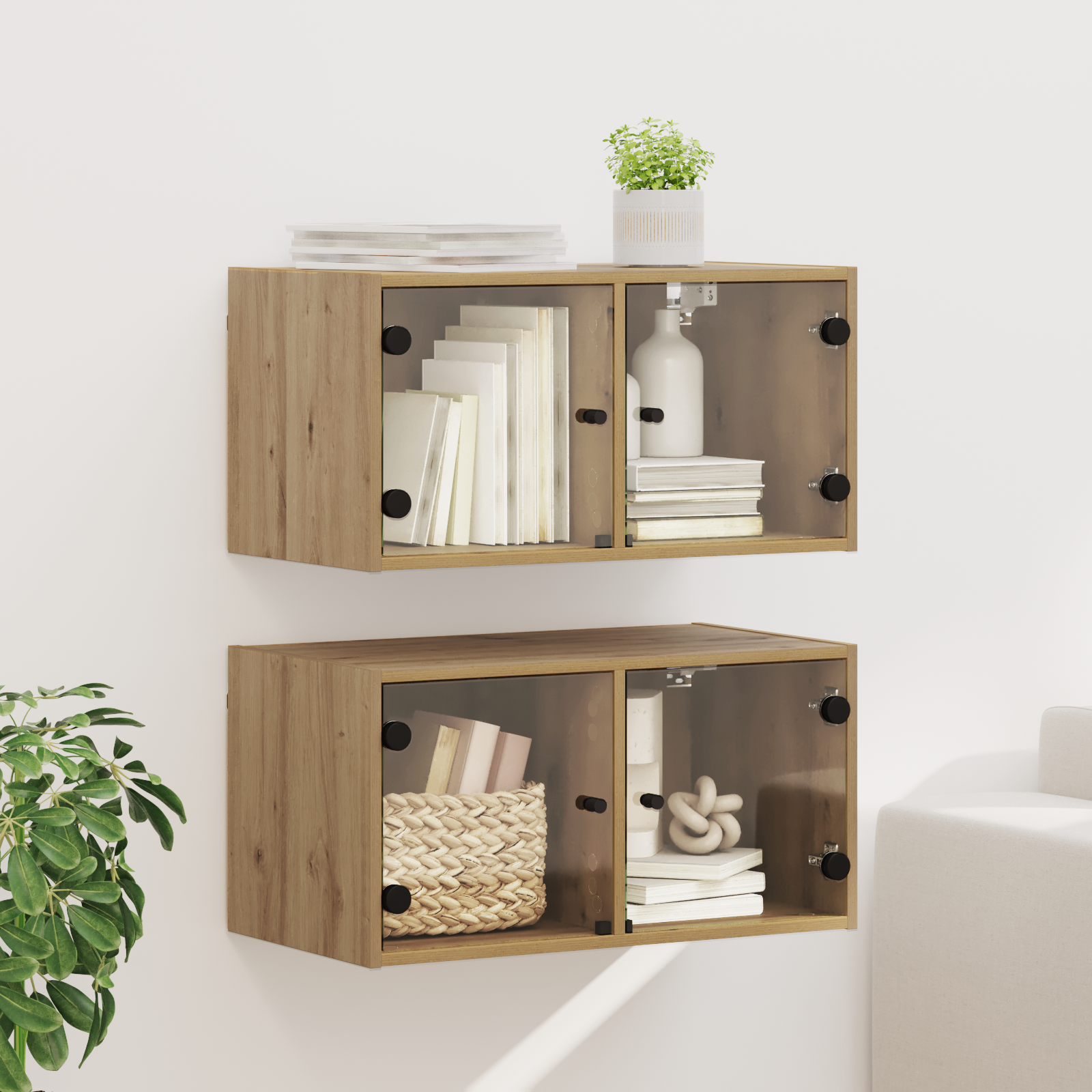Sieniniai baldai 2 pcs Amatininkų ąžuolas 68 x 37 x 35 cm