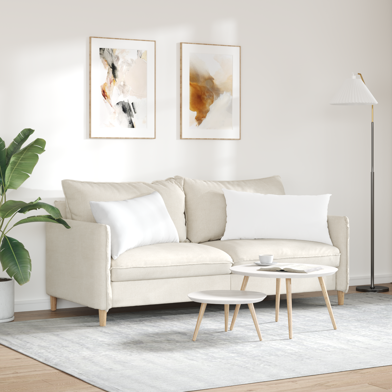 Sofa Cushions 2 pcs White 80 x 40 cm fabric