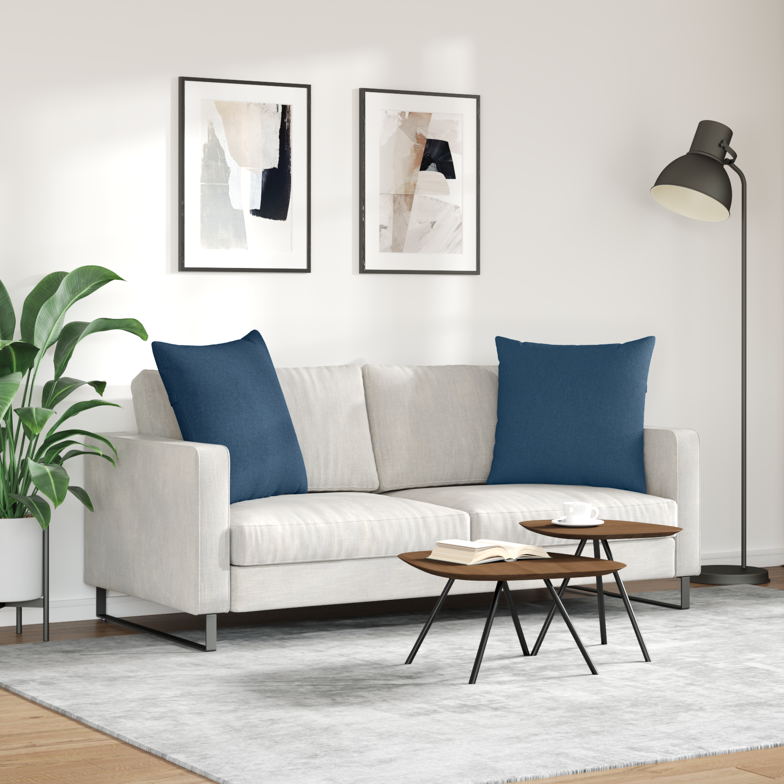 Sofa Pagalvės 2 pcs Mėlyna 60 x 60 cm audinys