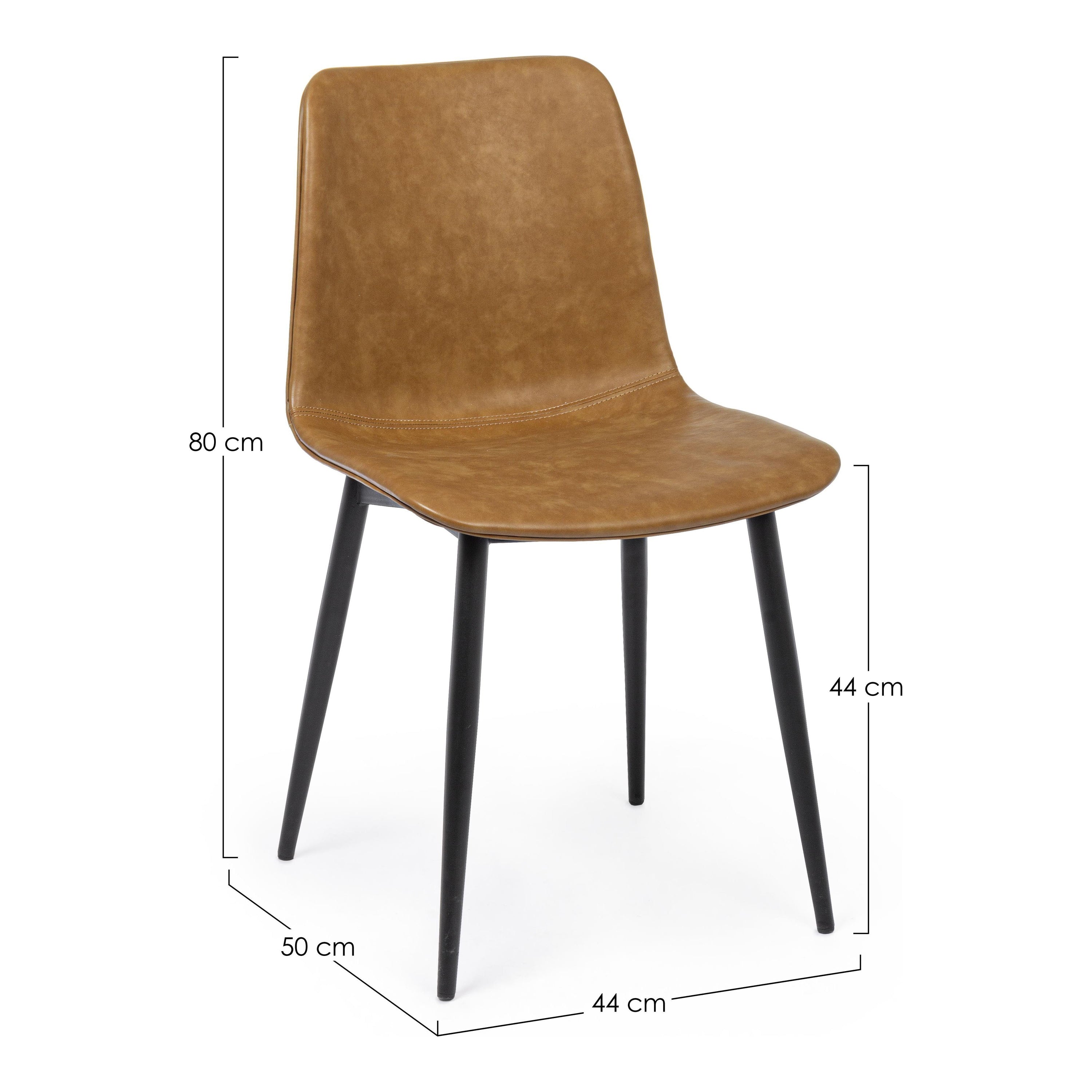 KYRA dining chair, brown, black legs