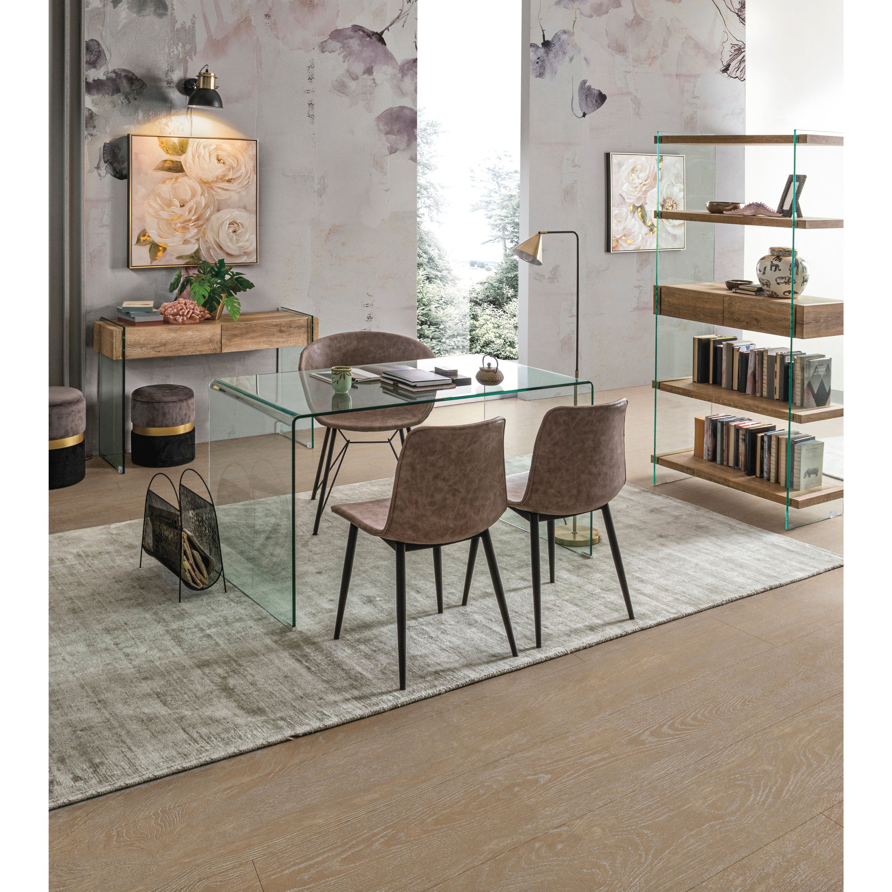 KYRA valgomojo kėdė, beige spalva, juodos kojos
