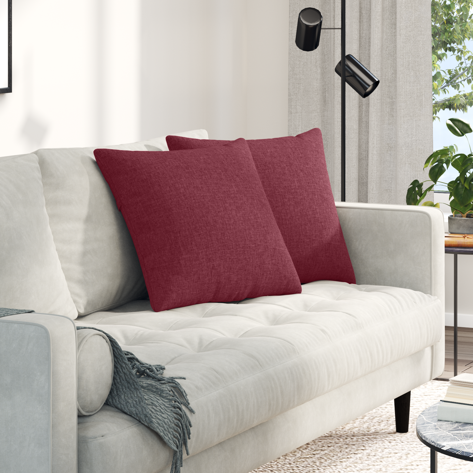 Sofa Pagalvės 2 pcs Vyno raudona 50 x 50 cm audinys