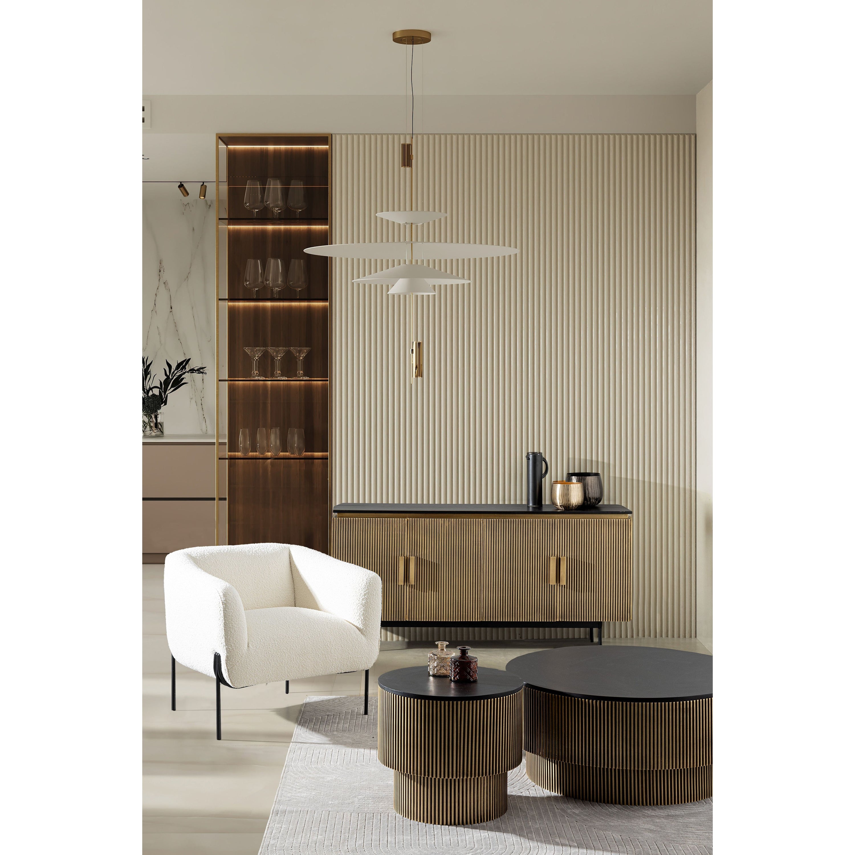 CLAUDINES, balta, boucle fotelis