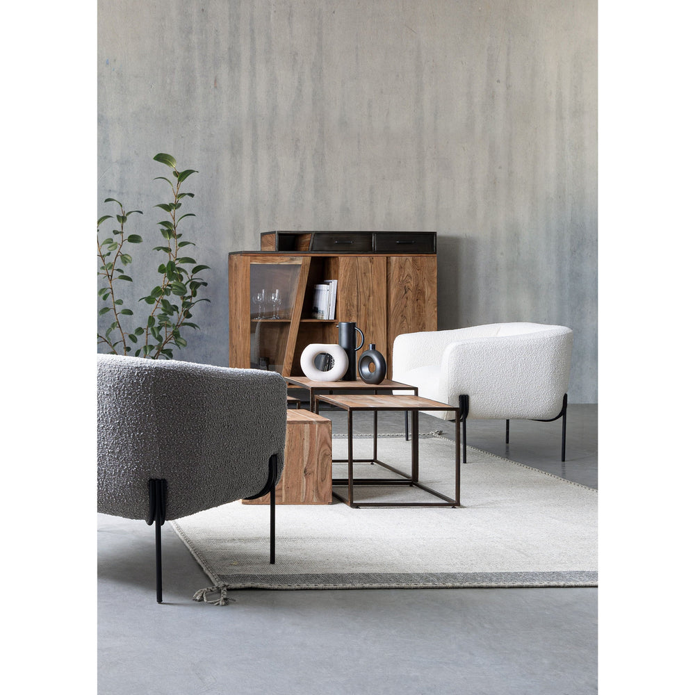 CLAUDINES, pilkas, boucle fotelis