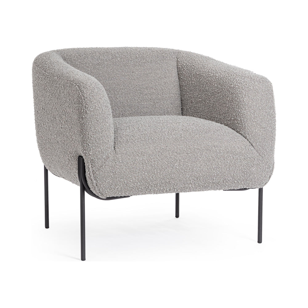 CLAUDINES, pilkas, boucle fotelis