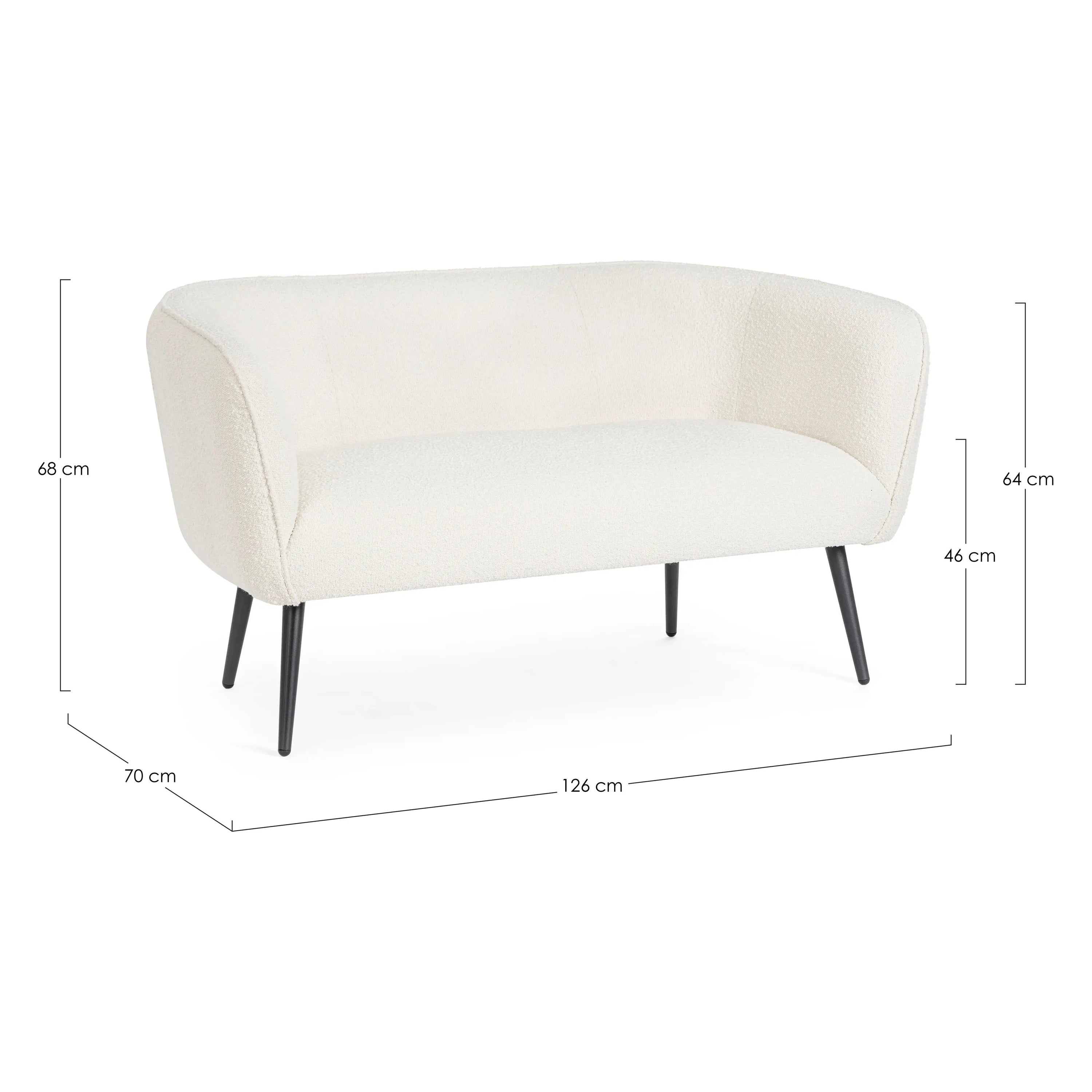 AVRIL 2 vietų sofa, boucle medžiaga, balta